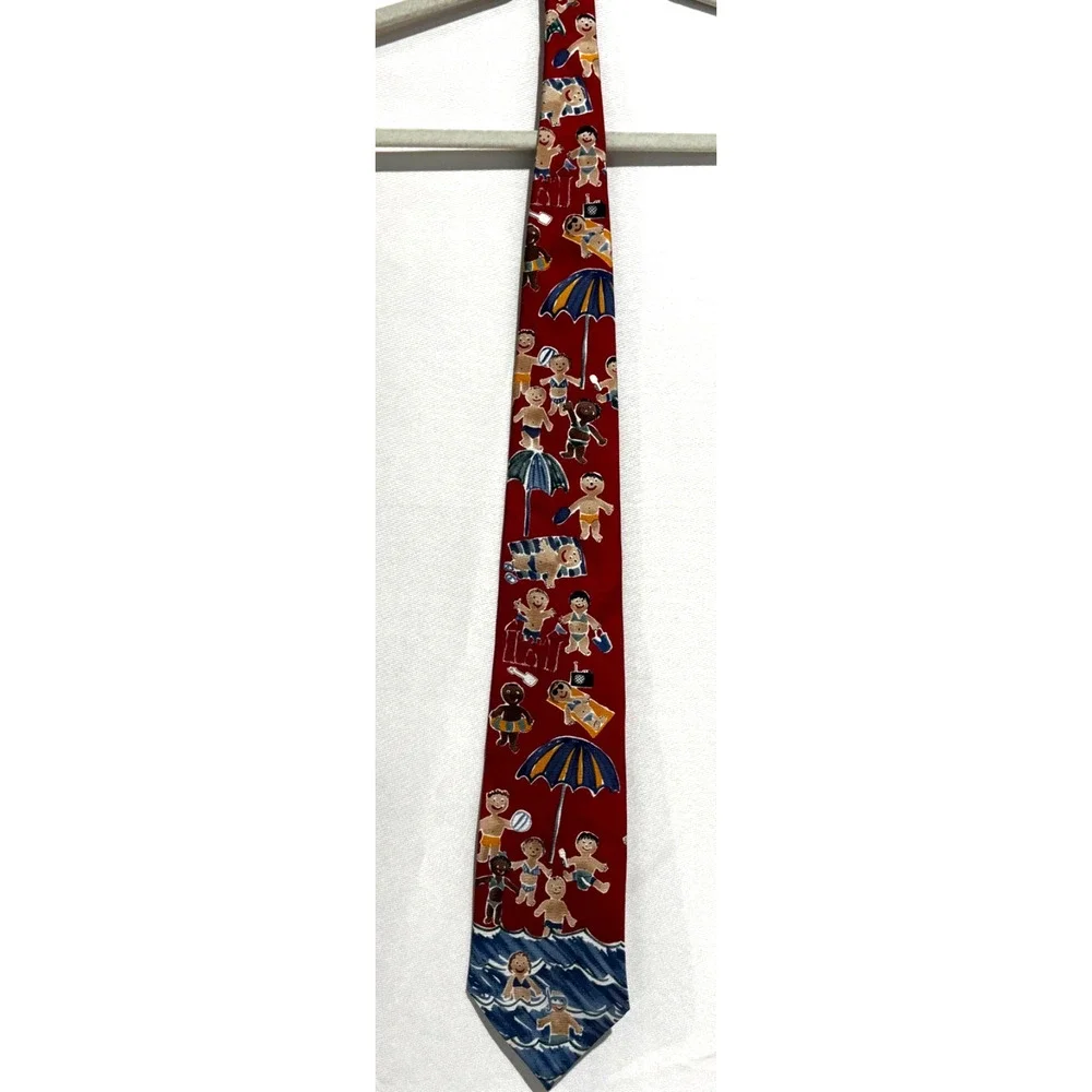 Vintage Save the Children Tie Doctor Teacher Childcare Swimming beach travel red